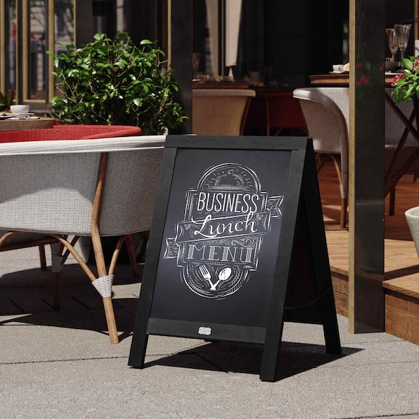 Flash Furniture Black Wooden A-Frame Magnetic Chalkboard HGWA-CB-3020-BLK-GG - main